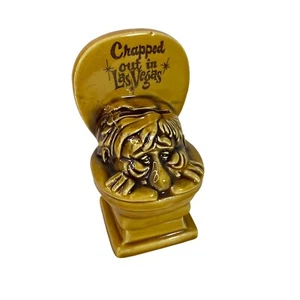 Vintage Ceramic Toilet Coin Bank I Crapped Out In Las Vegas Japan 4.5" Gambling - Picture 1 of 8