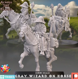 Grey Wizard on horse x 1 model (28mm scale) - Picture 1 of 1