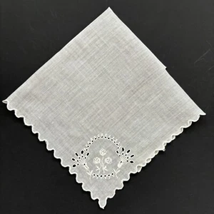 Embroidered Floral Bride Wedding Handkerchief Vintage Cottage Core Dainty - Picture 1 of 4