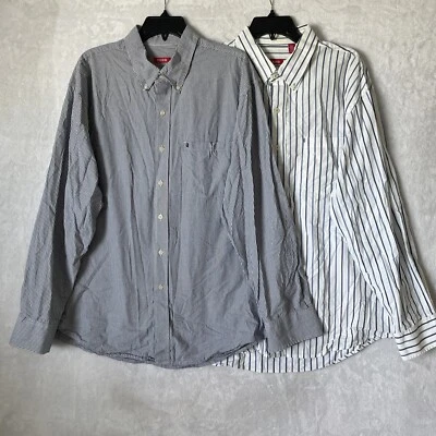 Lote 2 Camisas con Botones Izod Para Hombres Multicolor Geométricas XL Algodón Manga Larga Cuello Foto 1 de 4
