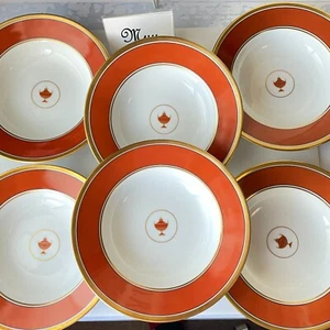 6 pcs Richard Ginori Impero Rosso Orange Rimmed Soup Bowl NEW 21cm/8.3" CONTESSA - Picture 1 of 12