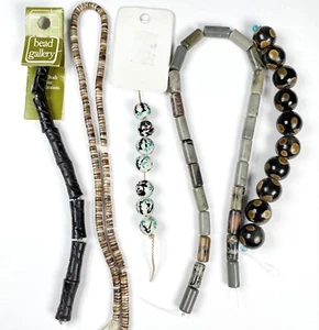 Lot Earth Tone Beads Asian Style Panda Bear Ceramic Wood Stone Jewelry Crafts - Picture 1 of 12