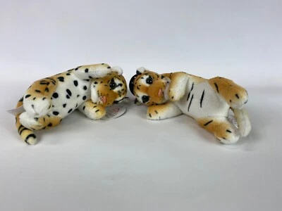TIGER & LEOPARD Plush Soft Toy 23cm 9 inch Realistic Stuffed Animal PACK OF 2 - Image 1 of 4