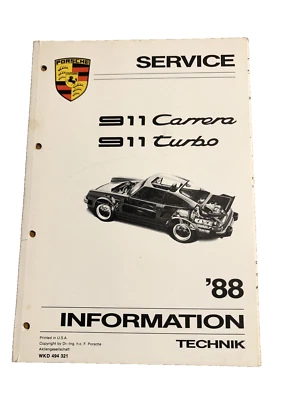 Porsche 911 Carrera Turbo 1988 OEM Shop Service Repair Manual Engine Guide DYI Foto 1 de 4