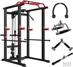 Multi-Functional Power Cage Adjustable Pullup Squat Rack 1000Lbs Fitness - Picture 1 of 9