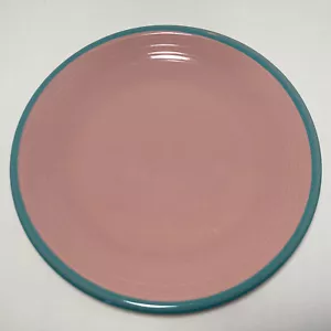 Platos de cena de gres Rio Century de colección rosa con borde verde azulado 11" Japón REEMPLAZO - Imagen 1 de 5
