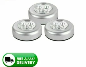 Bright 3 LED Push touch Night Light Stick on Under Cupboard Cabinet Stairs Shelf - Picture 1 of 3