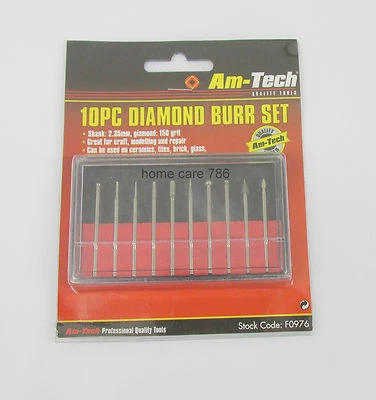 NUEVO (AMTECH) 10 piezas Juego de rebabas de diamantes Herramienta giratoria 2,35 mm vástago azulejo artesanal Foto 1 de 3