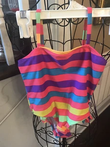 Kensie Girls Swimsuit One Piece Size 4 Colorful Rainbow Striped $38 NWT - Picture 1 of 4