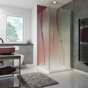Duschkabine Eckeinstieg Duschabtrennung Dusche Glas mit Dekor Liane 90x90 - Bild 1 von 6