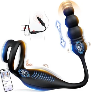 Dildo per prostata con anello fallico pene vibrante in silicone vibratore anale - Foto 1 di 7