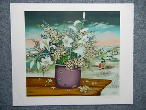 Svegovic-Budaj Farblithographie: Winterblumen signiert + nummeriert XXXII / XXXV - Bild 1 von 7