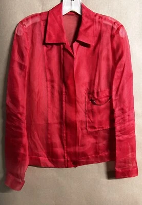 Top/chaqueta Clasen vintage para mujer 100 % seda rosa frambuesa/rojo talla 10  Foto 1 de 4