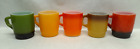 Vintage FIRE KING Stackable Green Yellow Orange Ombre D Handle Coffee Mugs Lot 5