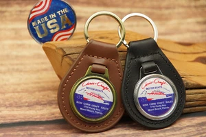 NOS VINTAGE 1970s CHRIS CRAFT DEALER Leather BOAT Key Chain Ring Fob - Picture 1 of 6