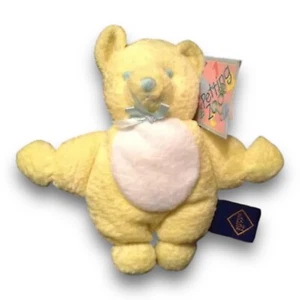 The Petting Zoo Vintage Plush Yellow Teddy Bear Rattle Baby Toy Stuffed Animal - Picture 1 of 4