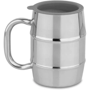 500 ml Edelstahlbecher mit Henkel und Deckel Bierkrug Thermobecher Kaffeetasse - Bild 1 von 12