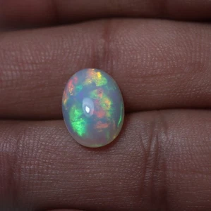 10x14 MM Oval 3.8 Cts Natural AAA Red Green Fire White Ethiopian Opal Cabochon - Picture 1 of 11