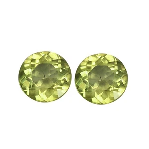1.90 Ct [2 Pcs Pair] Round 6.4 MM Greenish Yellow Mozambique YELLOW APATITE - Bild 1 von 4
