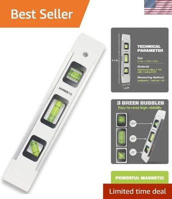 Lightweight 9-Inch Magnetic Level with Clear Top Bubbles - Ideal Measuring Tool - Image 1 of 4
