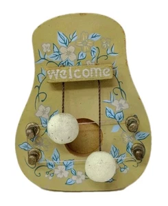 Vintage Mini Holz Tür Harfe MAGNET Musik Volkskunst Miniatur handbemalt Floral 3" - Bild 1 von 8