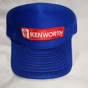 Kenworth Trucker Vintage Snapback Hat Cap Adjustable Blue Red Patch - Picture 1 of 7