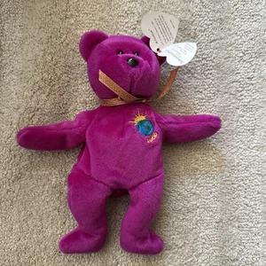 TY Beanie Baby Millennium "Millenium" Bear (1991) Etiqueta Errores Holograma - Imagen 1 de 9