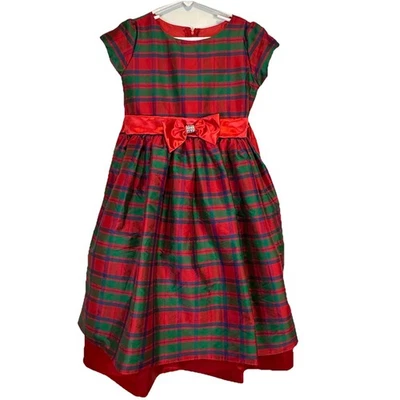 Ellie Kids Girl’s Holiday Dress Plaid Size 10 Red Green Blue Christmas Made USA - Image 1 of 4