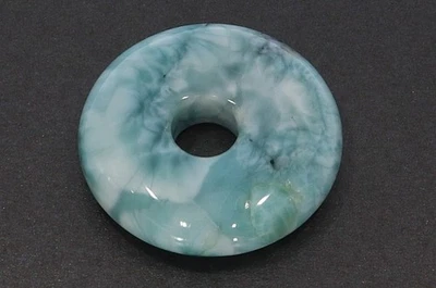  Unikat – Larimar Schmuck Donut Edelstein Anhänger Atlantis Stein 32 mm - Bild 1 von 2
