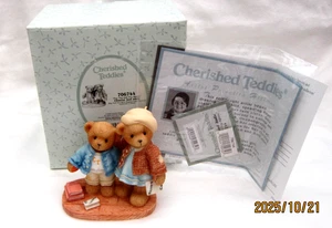 2000 Cherish Teddies Clement&Jodie Try,Try and Try Again Resin Bears#706744-New! - Picture 1 of 8