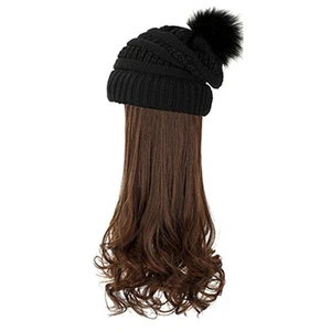 Warm Wig Hat Ladies Knit Hats Novelty Headwear with Attached Wigs - Picture 1 of 12