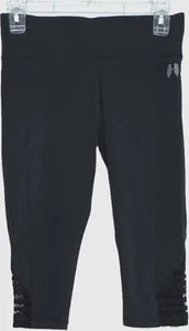 Leggings capri negros Victoria's Secret talla S/P cintura ancha alas plateadas - Imagen 1 de 6