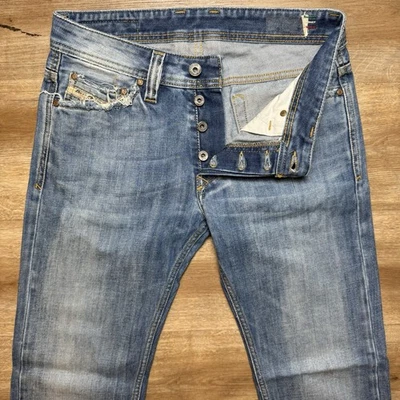 Jeans Diesel Hombres 29x31 Azul Viker Pierna Recta Denim Hecho en Italia Aplastado Informal Foto 1 de 4