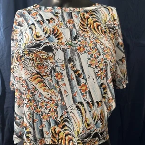 Ed Hardy Cropped Tiger Mesh XL Short Sleeved Shirt - Picture 1 of 5