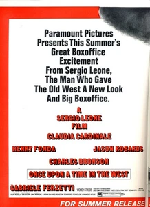 ONCE UPON A TIME IN THE WEST 1969 2 page Trade Ad Sergio Leone western adventure - Picture 1 of 2
