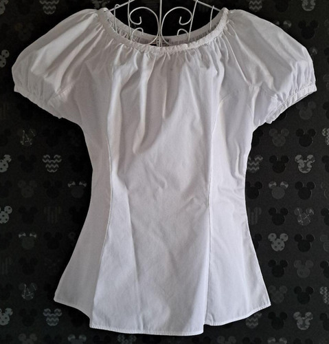 Camicetta manica corta Miu Miu maniche a sbuffo top bianco bottoni laterali taglia 40 M GIAPPONE
