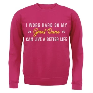 I Work Hard For My Great Dane - Kids Hoodie / Sweater - Greatdane Dog Puppy - Picture 1 of 20