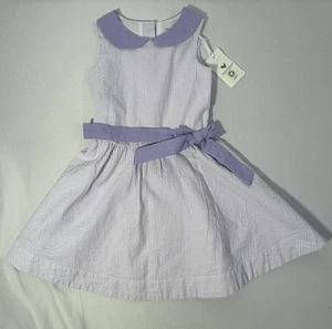 Hope & Henry Seersucker Dress Stripe Peter Pan Collar Sleeveless Girls Sz 4 NEW - Picture 1 of 9
