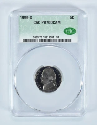 1999-S Jefferson Nickel PR70 DCAM CAC CACg *6840 - Image 1 of 4