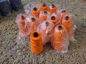 (12) ORANGE Spun Poly Sunbelt Thread Tex 40 2 Cone Spool Lot 6,000 yds/each - Picture 1 of 3