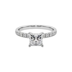 1.35 Ct Princess Cut IGI Certified Lab Grown Diamond Wedding Ring 18K White Gold - Picture 1 of 10