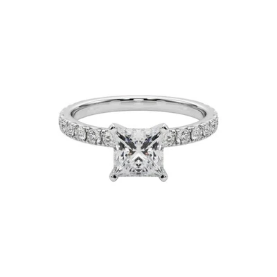 1.35 Ct Princess Cut IGI Certified Lab Grown Diamond Wedding Ring 18K White Gold - Image 1 of 4