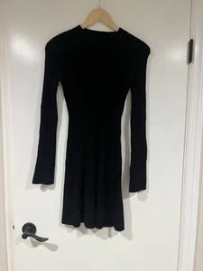 AQUA Bloomingdales Kleid 100% Kaschmir gerippt Mini schwarz Damen Größe XS - Bild 1 von 4