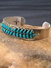 Native American Blue Turquoise Navajo Sterling Silver Cuff Bracelet 4433