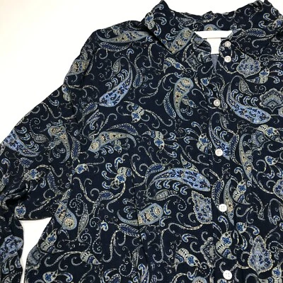 Top H&M para mujer talla 14 azul cachemira con botones lazo dobladillo delantero manga larga Foto 1 de 4