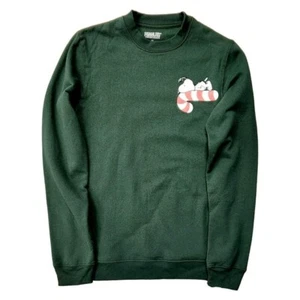 Peanuts Snoopy Christmas Long Sleeve Green Sweatshirt Men's SMALL NWT - Picture 1 of 12