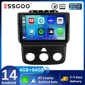 4+64G Car Radio Apple Carplay WIFI For 2014-2018 Dodge Ram 1500 2500 3500 Stereo - Picture 1 of 13