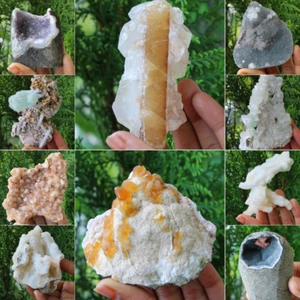 Lot Of ( 10 NOS ) Calcite, Apophyllite, Stilbite, Coral Minerals Specimen #M2 - Picture 1 of 12