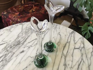 Murano ArtGlass Kristallgrüne Kugelvasen 12 Zoll & 14 Zoll - Bild 1 von 13