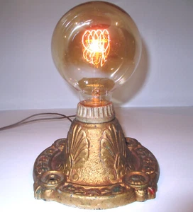 Antique ornate flush mount ceiling light fixture - Polychrome - signed Champion - Picture 1 of 10